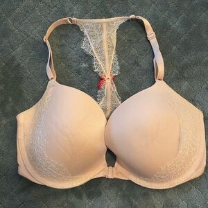 34DD Victoria's Secret snap front racerback light pink, feminine, sexy Lace bra